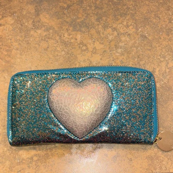 Deux Lux Blue Glitter and Iridescent Heart Wallet - Picture 8 of 10
